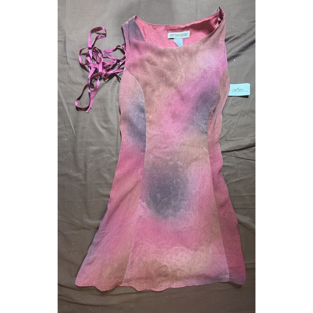 C'Est Duo Women's Midi Dress Size 10 Pink Tie Dye Boho Chic Lace Up Back